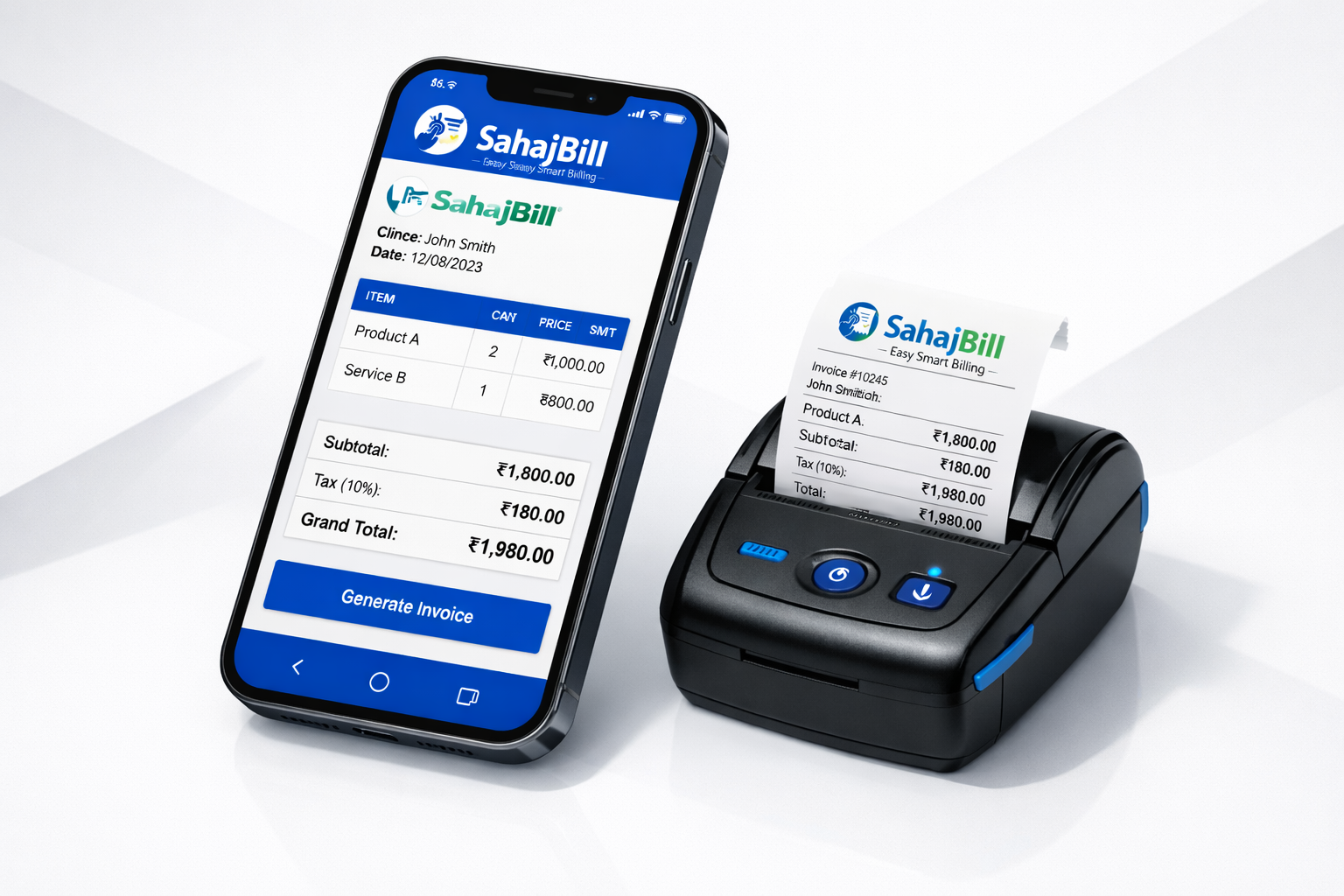 SahajBill App Mockup